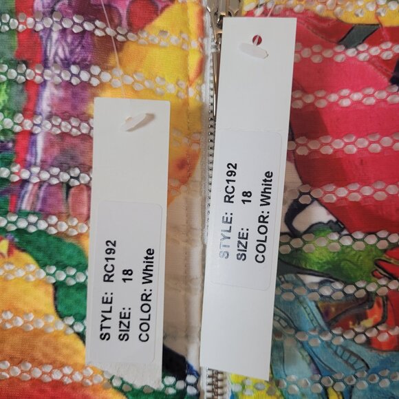 Rose Collection Dress & Jacket Womens 18 white Bright pop mesh A-line midi RC192 - Picture 12 of 16